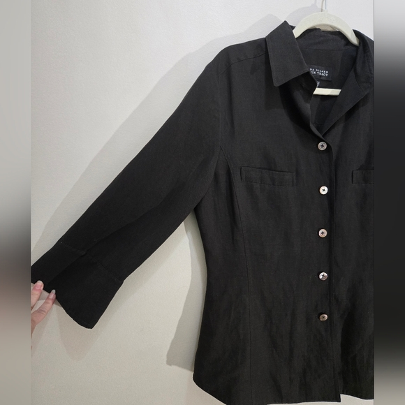 Ellen Tracy Tops - Chocolate Brown Linda Allard for Ellen Tracy Tailored Shirt - Linen Blend - Sz 8